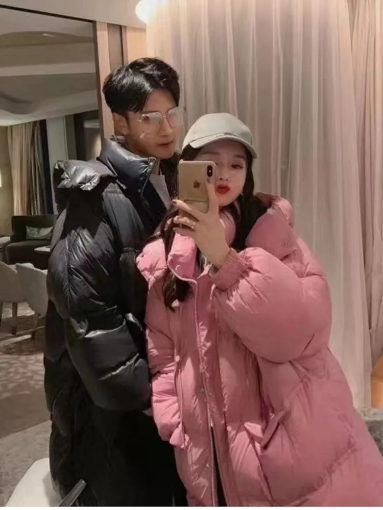 Long-over-the-knee-glossy-closed-down-jacket-female-waist-with-thick-white-duck-down-bread-1