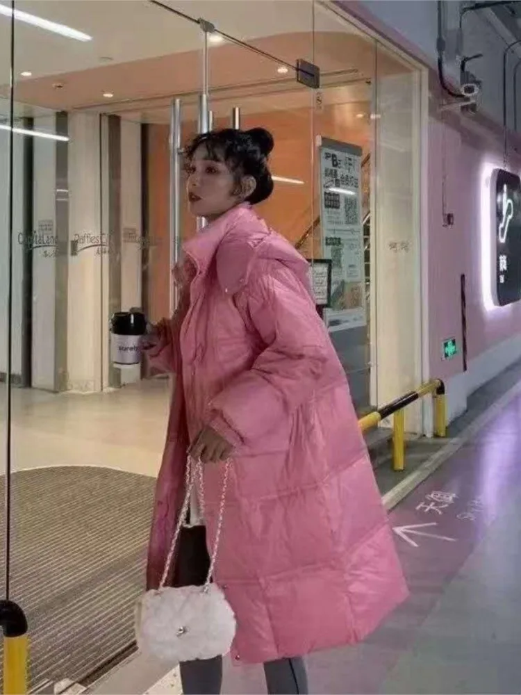 Long-over-the-knee-glossy-closed-down-jacket-female-waist-with-thick-white-duck-down-bread-3